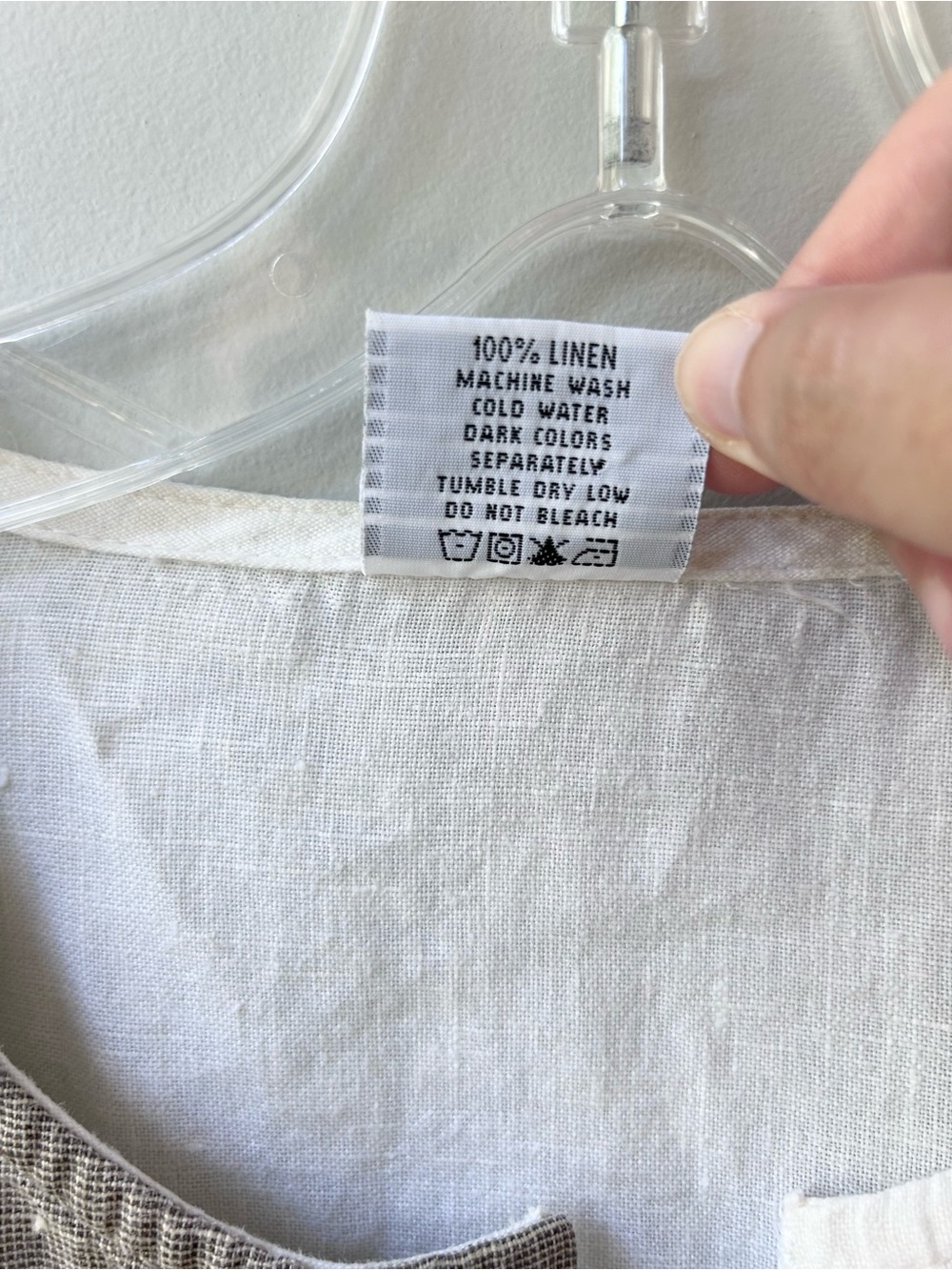 Two-Tone Linen Blend Button-Front Blouse - White & Taupe - Picture 6 of 11
